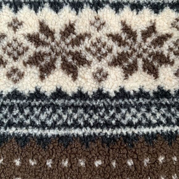 Essentials Style Stand Colar 1/4 Zip Brown White Men’s Fleece Sweater Size XL - Picture 6 of 8